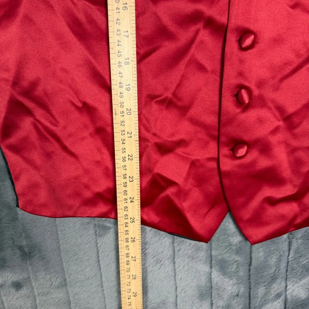 Tommy Hilfiger Mens Red Satin Formal Tuxedo Vest Made in USA Vintage Size ML